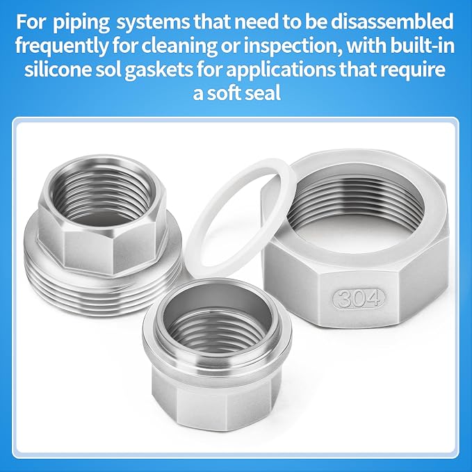 ChillWaves 304 Stainless Steel Cast Pipe Fitting, Union，1" NPT Female Thread - Image 4