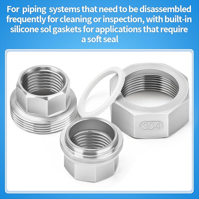 ChillWaves 304 Stainless Steel Cast Pipe Fitting, Union，3/4" NPT Female Thread - Image 4