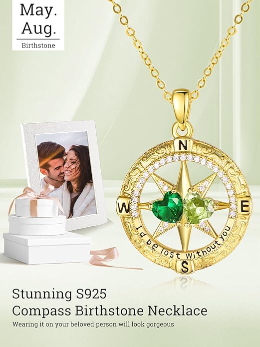 Valentine's Day Gifts for Wife 925 Sterling Silver Double Birthstone Pendant Necklaces I Love You for Always and Forever Necklace Anniversary Birthday Gifts for Wife Girlfriend Mom Her