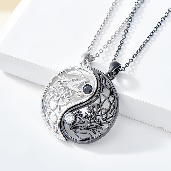 Couple Necklace S925 Sterling Silver for Women Men Mother and Daughter Matching Necklace Jewelry Gifts Birthday Valentine's Day Christmas Thanksgiving