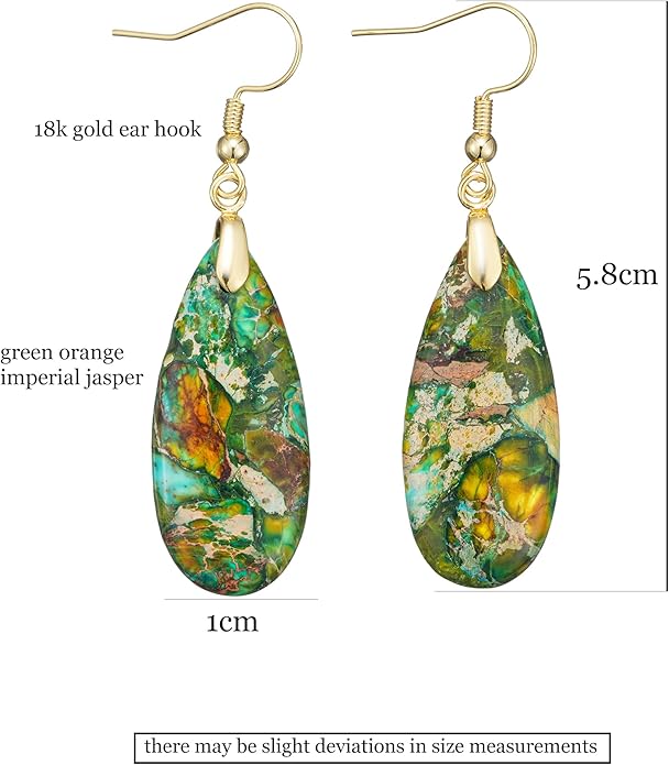 Boho Women Natural Stone Earrings Unique Healing Imperial Jasper Gemstone Energy Hypoallergenic Lightweight Dangle Drop Earrings Multiple Styles Earrings Jewelry for Birthday Party Gift