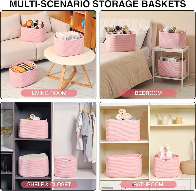ICERZCZ Storage Baskets for Organizing Shelves, Woven Cotton Rope Baskets for - Image 5