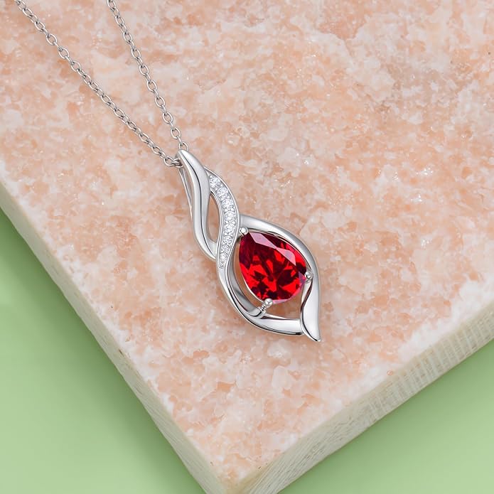 Birthstone Necklace for Women Infinity Necklaces 925 Sterling Silver Teardrop Love Birthday Jewelry Valentines Day Birthday Gifts for Her Mom Wife Girlfriend