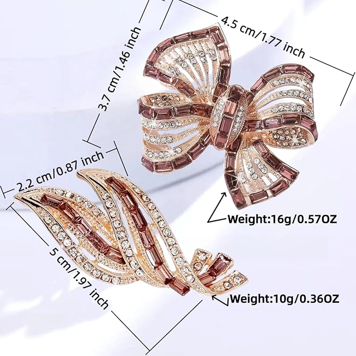 Elegant Leaf-shaped Crystal Brooch, Perfect for Any Occasion，Rose Gold/Silver