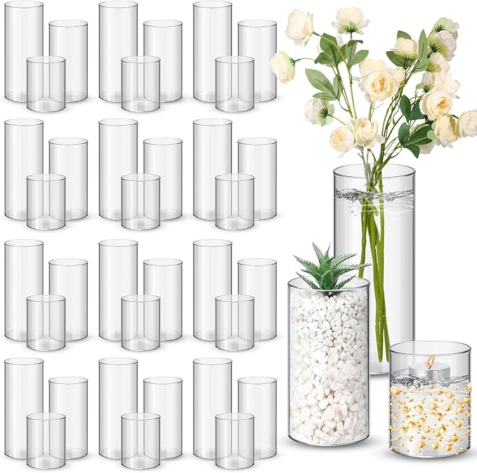 Nuogo 36 Pcs Plastic Cylinder Vases Tall Plastic Flower Vases by Nuogo