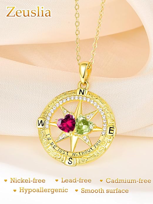 Valentine's Day Gifts for Wife 925 Sterling Silver Double Birthstone Pendant Necklaces I Love You for Always and Forever Necklace Anniversary Birthday Gifts for Wife Girlfriend Mom Her