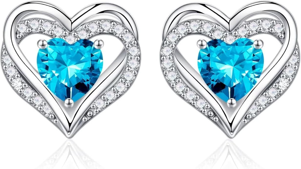 Iefil Valentine Day Gifts for Her - 925 Sterling Silver Heart Stud Earrings Birthday Gifts for Women