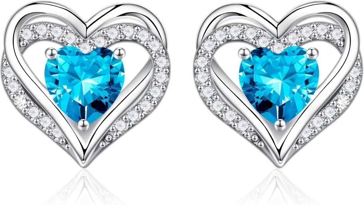 Iefil Valentine Day Gifts for Her - 925 Sterling Silver Heart Stud Earrings Birthday Gifts for Women