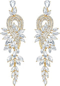 mecresh Marquise Crystal Bridal Chandelier Dangle Drop Earrings Ladies Gifts in Silver/Gold Tone