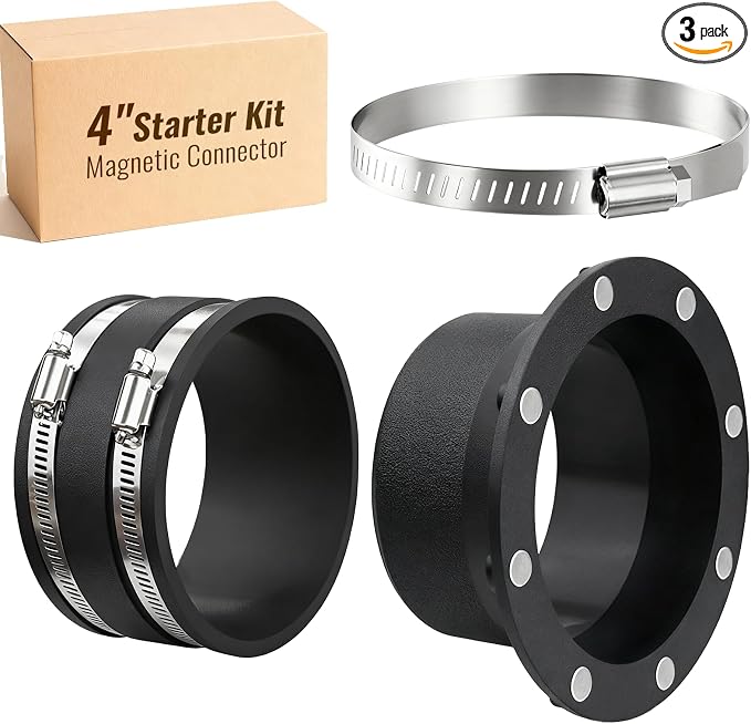 4" Magnetic Dust Collection Fittings, 8 high-Strength Magnets, One-to-Many by Pump