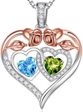 Iefil Valentines Day Gifts for Her - 925 Sterling Silver Rose Heart Necklaces for Women, Anniversary Birthday Gifts for Wife Girlfriend Mom
