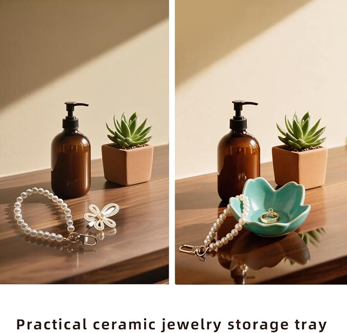 Floral Ceramic Jewelry Tray, 3.5" Ring Holder Trinket Bowl | Petite bowl keeps - Image 9