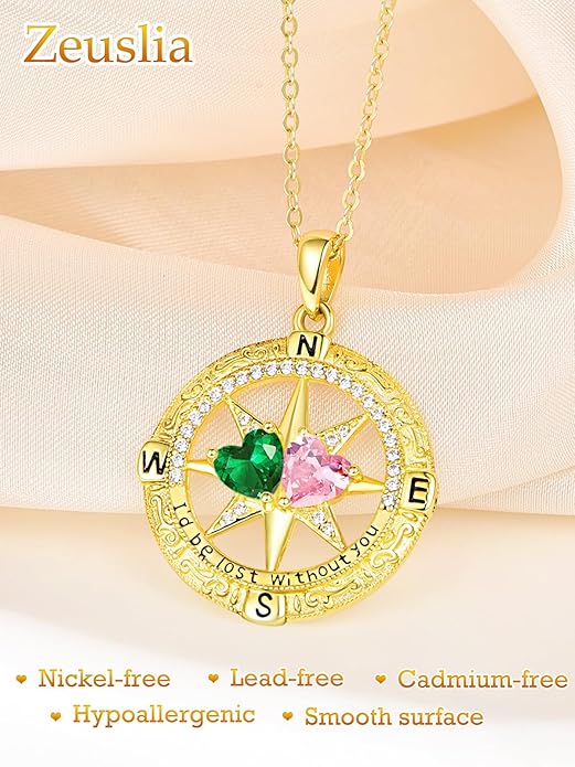 Valentine's Day Gifts for Wife 925 Sterling Silver Double Birthstone Pendant Necklaces I Love You for Always and Forever Necklace Anniversary Birthday Gifts for Wife Girlfriend Mom Her
