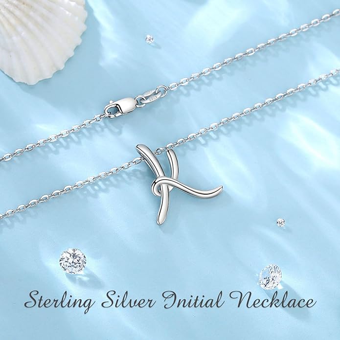 EUDORA Sterling Silver Initial Necklaces for Women, Classic 26 Letter Neckless Gifts for Girls, Sister, Mother Daughter, 18 inch Chain