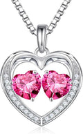 Iefil Valentines Day Gifts for Her - 925 Sterling Silver Heart Birthstone Necklace, Anniversary Birthday Gifts for Women Wife Girlfriend Mom Her