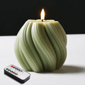 Sage Green Swirl Flameless Candle by Girimax