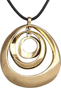 GelConnie Boho Necklaces for Women Vintage Silver Circles Long Pendant Necklace Cowgirl Sweater Necklace Adjustable Leather Choker Necklace for Women