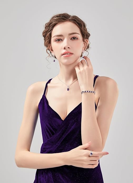 GZWHD Jewelry Set for Women CZ Earrings Necklace Ring Bracelet Set Prom Party Wedding Jewelry Gift for Mother Friend Wife