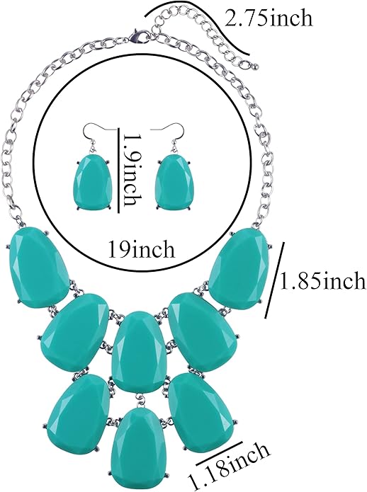 Firstmeet Chunky Bubble Statement Collar Necklace with Earrings for Women