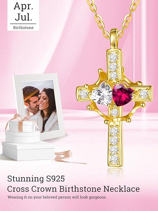 Valentine's Day Gifts for Wife 925 Sterling Silver Double Birthstone Pendant Necklaces I Love You for Always and Forever Necklace Anniversary Birthday Gifts for Wife Girlfriend Mom Her