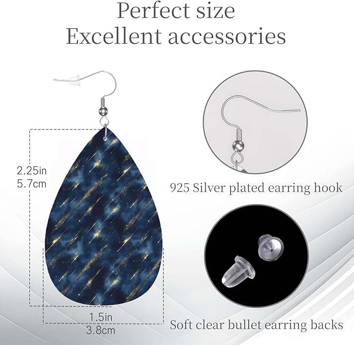 Teardrop Style Leather Earrings Outer Layer Silver Plating Hypoallergenic, Fashion Accessories Suitble Casual Outfits Parties Daily Wear for Sister Mom Wife Friends