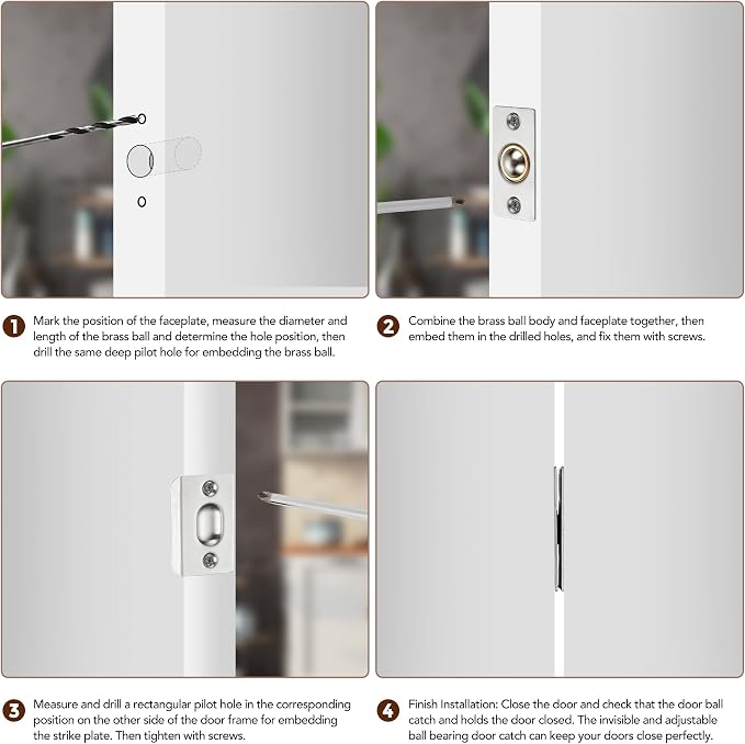 Ravinte Silver Door Ball Catch, Closet Door Latch Adjustable, 2 Pack | Solid - Image 6