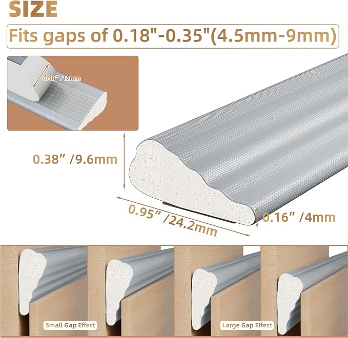 Kneelisa 3Pcs×196” Wedge-Shape Foam Window Weather Stripping Door Seal | - Image 2