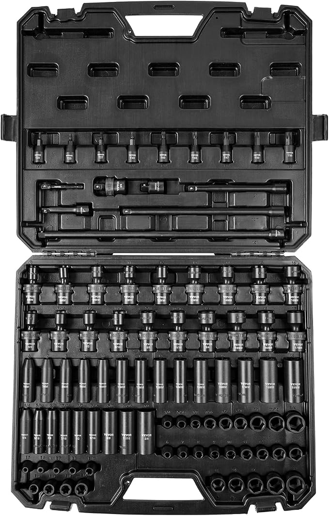VEVOR Impact Socket Set 3/8" Drive, SAE 1/4"-3/4" Metric 6-19mm, - Image 10