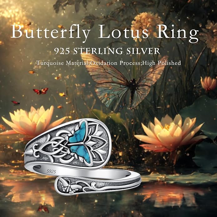 Spoon Ring for Women 925 Sterling Silver Hummingbird Ring Vintage Antique Spoon Rings Hummingbird Jewelry Adjustable Rings for Women