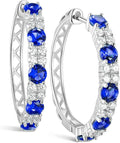 Women's Huggie Hoops with Birthstone 925 Sterling Silver Huggie Stud Hypoallergenic 14K Gold Plated Moissanite Earrings -Emerald Sapphire Ruby Hoop Earrings, Size 20 25mm