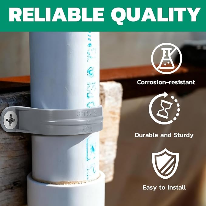 OURU 1-1/2 Inch PVC Pipe Straps, 2-Hole Plastic Conduit Clamp, Pipe Protection - Image 5