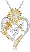 S925 Silver Moissanite Necklaces for Women, Anniversary Birthday Gifts for Wife Mom Her, Christmas Jewelry Gifts for Her, Moissanite Heart Pendant, Sunflower Heart Necklace