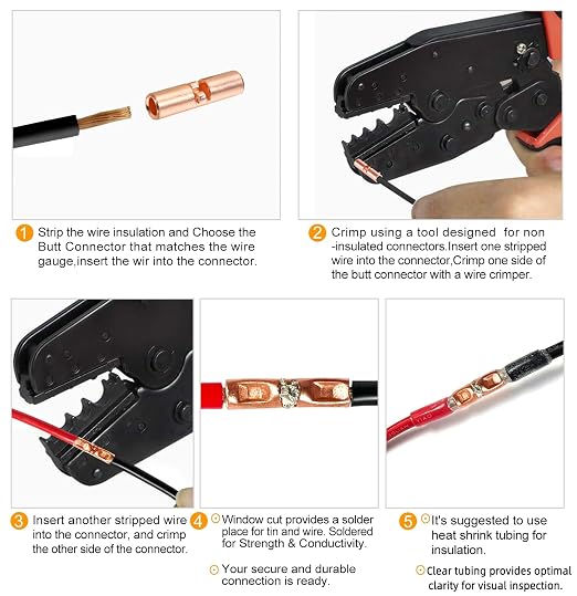 22-16 AWG Wire Splice Kit – 100 PCS 22-16 Gauge Bare Copper Non-Insulated Butt - Image 7
