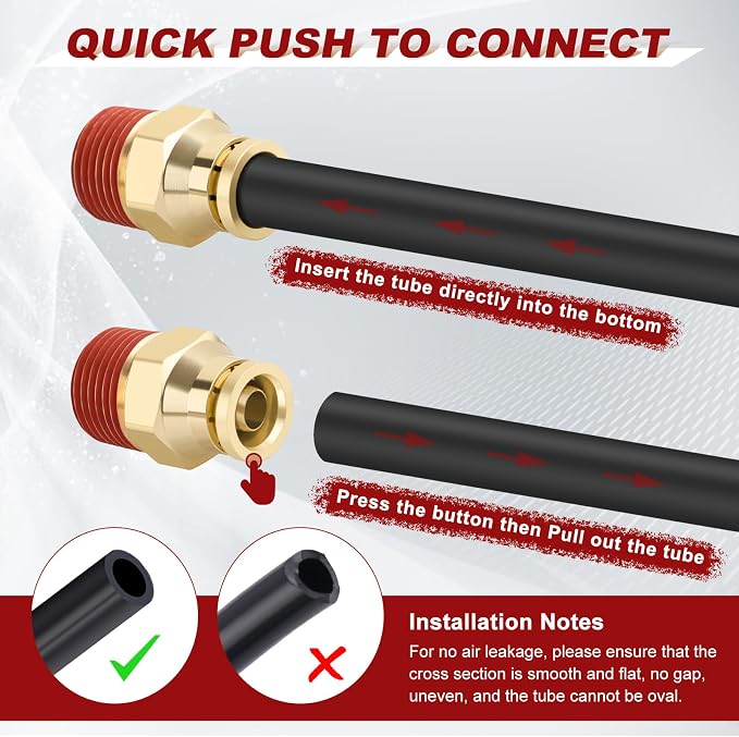 50PCS Male Straight Brass Union Kit, 1/4"-3/8" Tube x NPT, 5 Sizes | DOT - Image 3