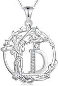 FANCIME Tree of life Initial necklaces for women, Sterling Silver Tree Jewelry Simulated Diamond Letter Pendant Cubic Zirconia CZ Personalized Birthday Mothers Day Gifts for Mom Wife Her