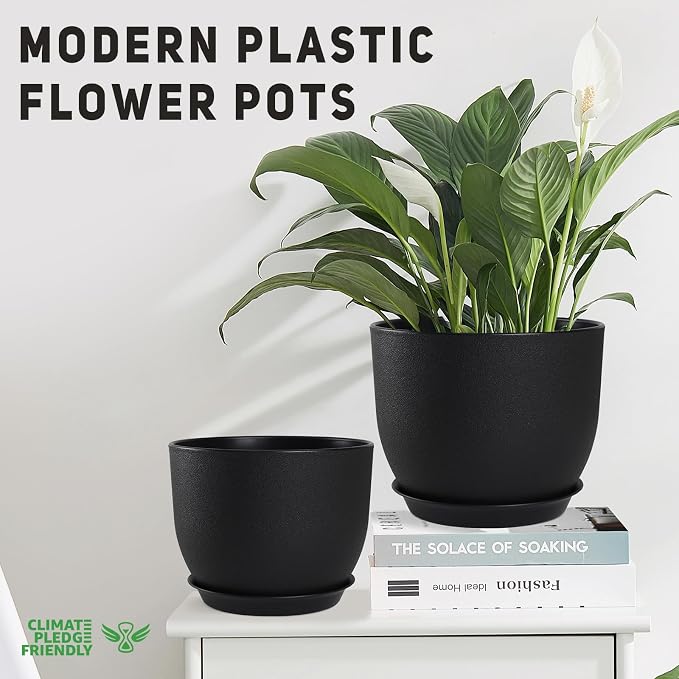 YNNICO Plant Pots 10/9/8/7.5/7 inch Set of 5, Flower Pots - Image 4