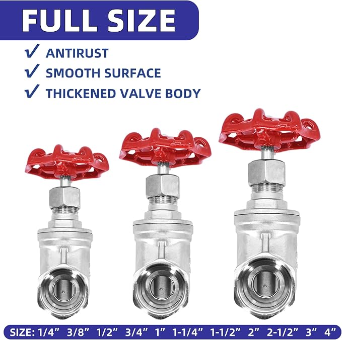 2" NPT Gate Valve, Heavy Duty, Stainless Steel, Female Thread, DN50 | Manual - Image 7