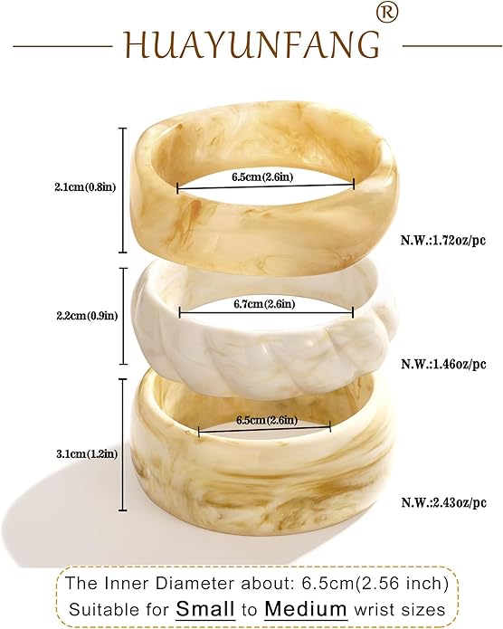 3PCS Colorful Acrylic Resin Bangle Bracelet for Women Boho Geometric Acetate Plate Bracelet Trendy Christmas Jewelry