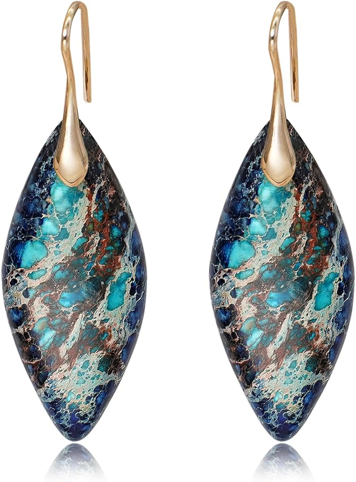 Natural Stone Earrings Multishape Dangle Drop Earrings Boho Stone Earring for Women