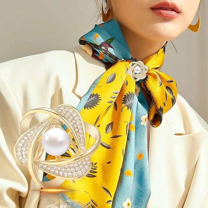Flower Floral Brooch Pin Pearl Rhinestone Crystal Brooches Pins Scarf Brooch Clip Christmas Lapel Pin Dress Accessories for Women