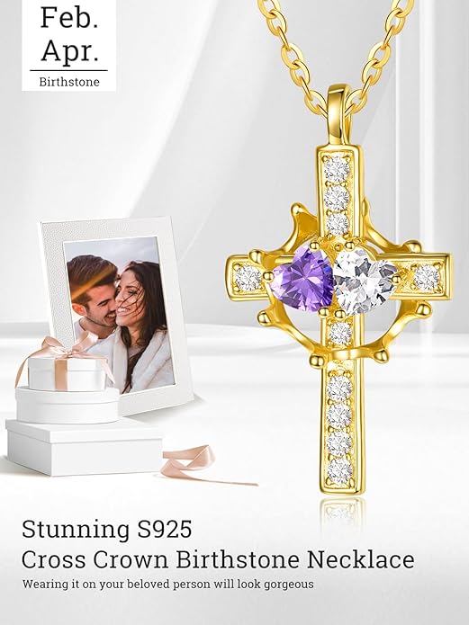 Valentine's Day Gifts for Wife 925 Sterling Silver Double Birthstone Pendant Necklaces I Love You for Always and Forever Necklace Anniversary Birthday Gifts for Wife Girlfriend Mom Her