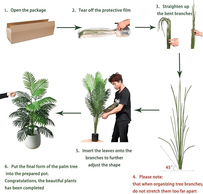 4ft 2pcs Large Artificial Plants Fake Palm Tree Tropical Palm Leaves Faux Palm - Image 4
