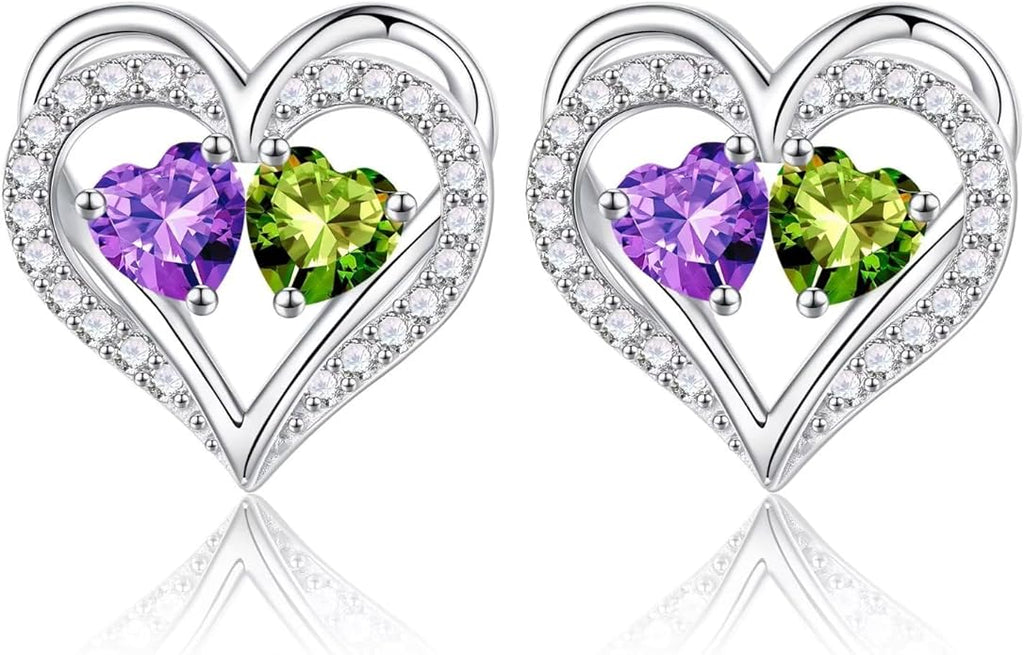 Iefil Valentines Day Gifts for Her - 925 Sterling Silver Birthstone Earrings, Anniversary Birthday Gifts for Women Wife Girlfriend Mom