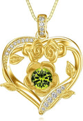 Midari 18K Gold Heart Birthstone Necklace for Women Rose Pendant Birthday Jewelry Gifts for Wife Her Daughter Mom