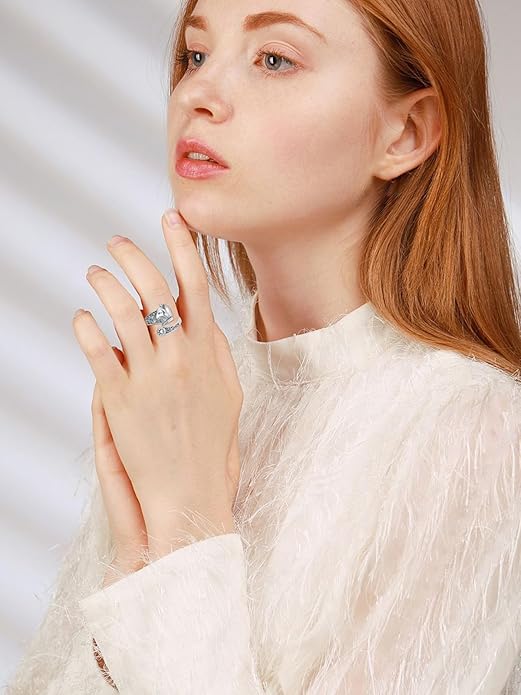Midari Sun and Moon/Bee/Celtic/Life of Tree/Lotus Spoon Ring for Women 925 Sterling Silver Adjustable Ring Open Ring for Women Men Halloween Birthday Gift