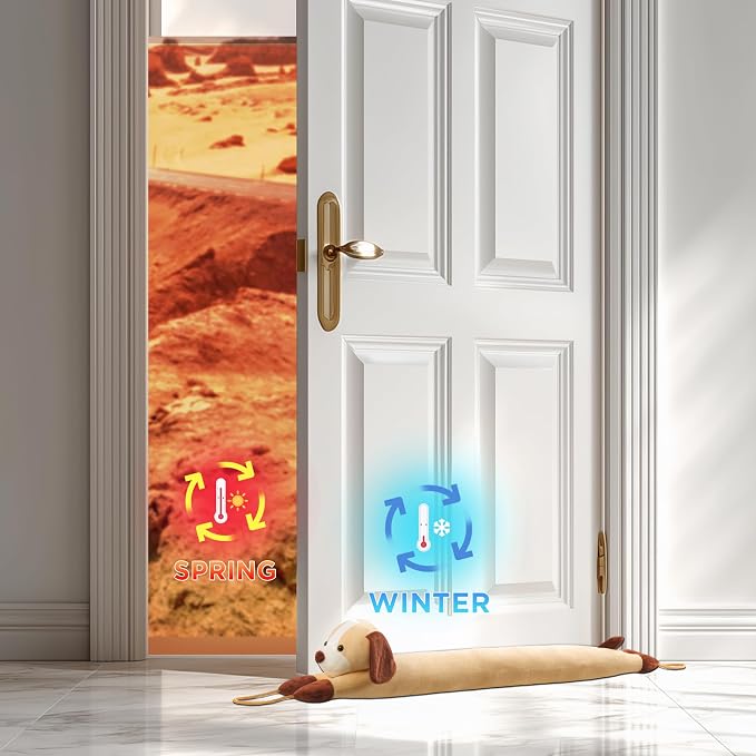 habibee Door Draft Stopper, Weighted Noise Blocker 38 in Yellow Dog | Soft - Image 5