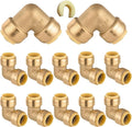 12PC HeSun 1/2" x 1/2" Push-fit 90 Degree Elbow | Brass Push-to-Connect by HeSun