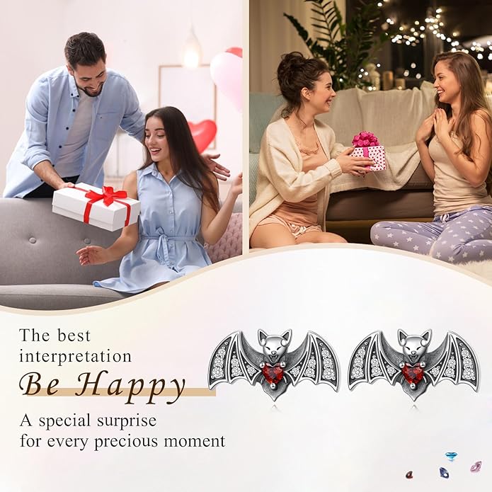 FLYOW 925 Sterling Silver Cute Animal Jewelry Hummingbird/Butterfly/Wolf/Corgi/Cat/Snake/Spider/Bat/Penguin/Bear/Opossum/Frog/Guinea Pig for Women Mother Friend Animal Lovers