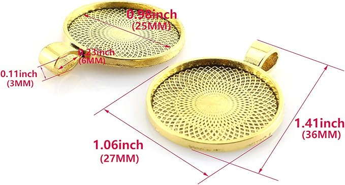 25pcs Round Bezel Pendant Trays Setting Cabochon Blank Base for DIY Crafting Photo Jewelry Findings Making Accessories 25mm