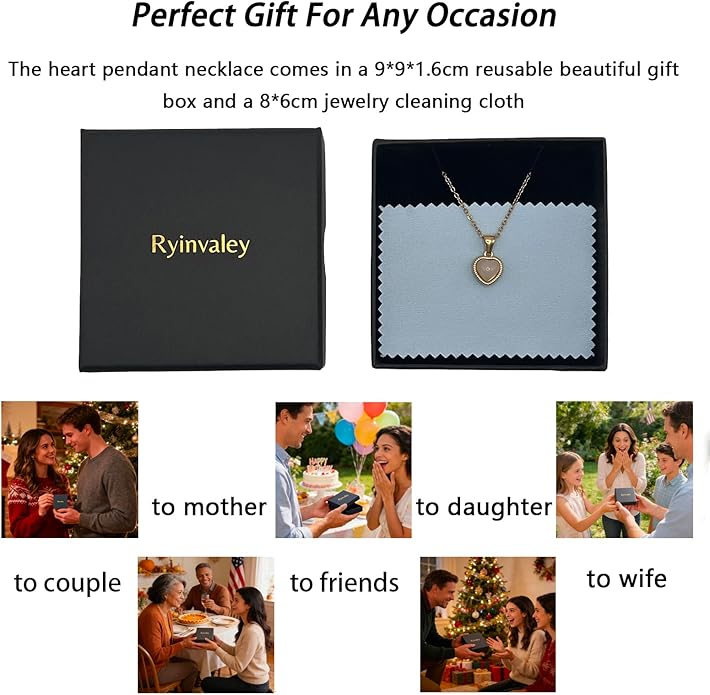 Cute Gold Heart Necklace for Women,18k Gold Plated Cubic Zirconia Charm Necklaces,Stainless Steel Women's Heart Stone Pendant Necklace for Women,16-18 Inches Adjustable Chain,Trendy Jewelry Gifts